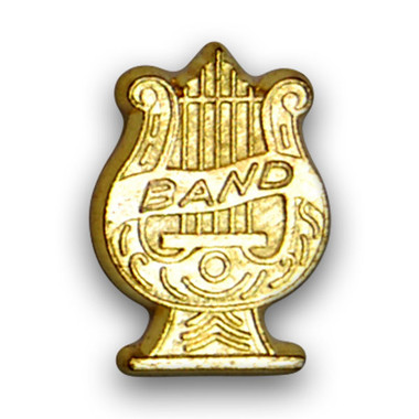 Band lyre varsity letter pins are worn by members of the band, orchestra, marching band, jazz band, or other musical ensemble.