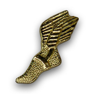 Members of the track team can wear a winged foot varsity letter pin to show their accomplishment.