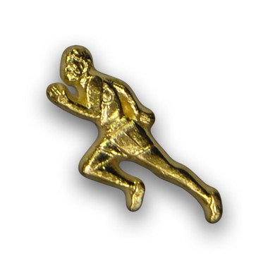 The runner varsity letter pins are most often worn by runners on the track and field team.