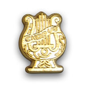 Chorus lyre varsity letter pins are worn to represent for being in Chorus and other musical ensemble.