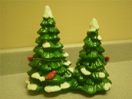 PAIR OF CERAMIC CHRISTMAS TREES- NOT LIGHTED- USED- IN THE BOX-