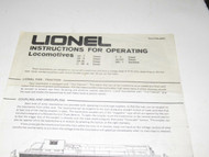 LIONEL MPC - VARIOUS DIESEL OPERATING INSTRUCTIONS- - GOOD - M11