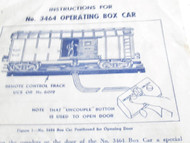 LIONEL POST-WAR INSTRUCTION SHEET FOR 3464 OPERATING BOXCAR- FAIR -1950 - M54