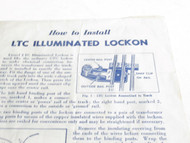 LIONEL POST-WAR INSTRUCTION SHEET FOR LTC ILLUMINATED LOCKON- 1952- GOOD- M54