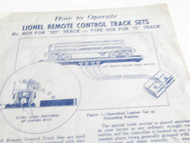 LIONEL POST-WAR INSTRUCTION SHEET FOR REMOTE CONTROL TRACK SETS -FAIR- M54