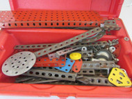 VTG 1970'S GILBERT ERECTOR SET WITH RED CARRY CASE ASST PARTS USED L2