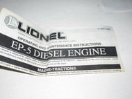 LIONEL - EP-5 OPERATING & MAINTENANCE INSTRUCTIONS - EXC. M58
