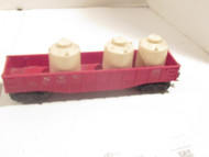 LIONEL POST-WAR - 6462 RED NYC GONDOLA W/3 CANNISTERS - 0/027- EXC.- W6