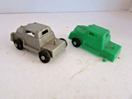 VTG LIDO PLASTIC CARS GREEN & SILVER TRUCK CABS MADE IN USA 2.25" WITH HITCH H2