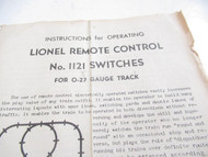 LIONEL POST-WAR INSTRUCTION SHEET FOR 1121 027 REMOTE SWITCHES- FAIR - M52