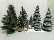 LOT OF 8 SCENERY TREES VARIOUS SIZES SNOW COVERED LAYOUT SCENICS