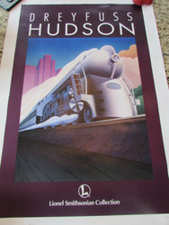 DREYFUS HUDSON TRAIN ENGINE POSTER SMITHSONIAN LIONEL LTD #103 SIGNED 38X26 VG