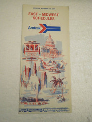 OLDER AMTRAK TIMETABLES- EAST - MIDWEST SCHEDULES 1974- NEW- H1