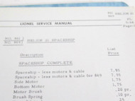 LIONEL POSTWAR- ONE PAGE SERVICE MANUAL FOR THE HELIOS 21 TOY/CONTROLLER - - B8