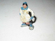 VINTAGE DIECAST FIGURE - WOMAN IN WHITE DRESS ICE-SKATING- 2" TALL - FAIR - H78