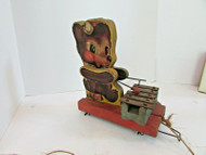 VTG FISHER PRICE #752 WOOD PULL TOY TEDDY ZILO XYLOPHONE USE FOR PARTS L2