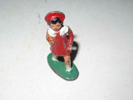 OLDER METAL FIGURE- GIRL IN A RED OVERCOAST - GOOD -2" TALL- M25