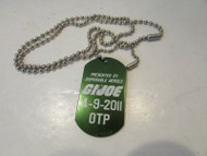 TOY GI JOE NAME TAG PRESENTED BY DISPOSABLE HEROES 4/9/2011 METAL W/CHAIN
