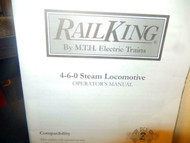 MTH TRAINS INSTRUCTION BOOKLET -RAILKING 4-6-0- STEAM LOCOMOTIVE- M33