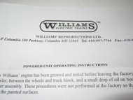 WILLIAMS- 0/027 - POWERED UNIT OPERATING INSTRUCTIONS - GOOD - B18