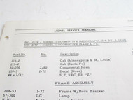 LIONEL POSTWAR- ONE PAGE SERVICE MANUAL PAGE FOR 213P / 215P LOCOS - 1964 - B8