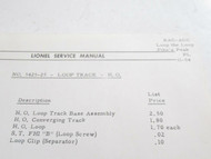 LIONEL POSTWAR- ONE PAGE SERVICE MANUAL PAGE FOR PIKE'S PEAK LOOP TRACK - B8