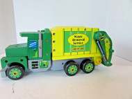 WOOD VEHICLE CONSTRUCTION KIT WASTE REMOVAL SVCE TRUCK GREEN YELLOW BUILT UP S1