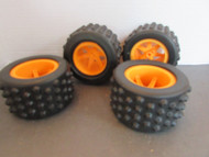 SET OF 4 LARGE ALL TERRAIN RUBBER WHEELS FOR TOYS 3.5" ACROSS L7