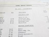 LIONEL POSTWAR- ONE PAGE SERVICE MANUAL PAGE FOR 2029 LOCO- 1964 - B8