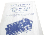 LIONEL POST-WAR 1946 INSTRUCTION SHEET FOR 153C CONTACTOR - GOOD - M56