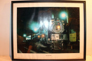 VINTAGE RAILROAD POSTERS/PRINTS- UNION PACIFIC 444 STEAM PIC.-FRAMED 21" X 17"