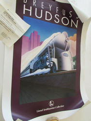 DREYFUS HUDSON TRAIN ENGINE POSTER SMITHSONIAN LIONEL LTD #454 SIGNED 38X26 COA