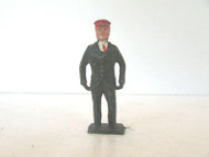 VINTAGE DIECAST FIGURE TRAIN CONDUCTOR RED CAP MADE IN ENGLAND 2.25" M41
