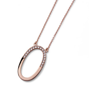 Rose Gold Pendant Chain Necklace Clear White Swarovski Crystals Oliver Weber