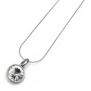 Fun Silver Chain Necklace Clear Swarovski Crystal Bezel Pendant Oliver Weber