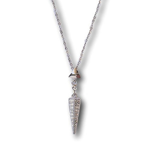 Equal Silver Spike Pendant Necklace Clear Swarovski Elements Oliver Weber 11492R