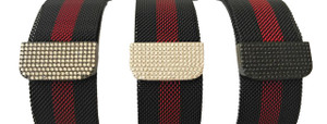 Zirconia Black Red Stripe Milanese Loop Stainless Steel Band for Apple Watch Series 1,2,3  38/42mm