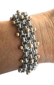 SG Liquid Metal Gold Pins Silver Chain Links Mesh Bracelet Sergio Gutierrez BX1
