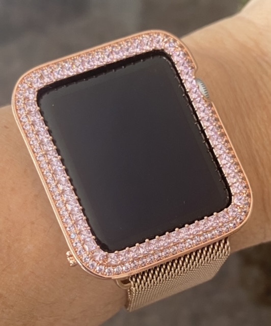 EMJ Bling Apple Watch Pink Princess Zirconia Rose Gold Face Cover