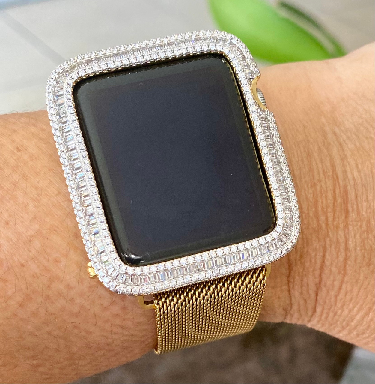 白 フリル付 EMJ Bling Apple Watchシリーズ1、2、3 ベゼルケース