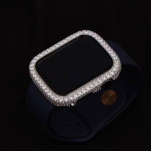 EMJ Bling Apple Watch Series 4/5/6/SE Bezel Case Face Cover Zirconia Silver 40/44 mm