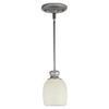 SMART Collection 1-Light Brushed Pewter Pendant with Etched Linen Glass