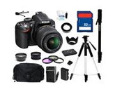 Nikon D3200 Black 24.2 MP CMOS Digital SLR Camera with 18-55mm Lens & Wi-Fi Connectivity, Everything You Need Kit, 25492