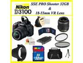 Nikon D3100 14.2MP Digital SLR Camera with 18-55mm VR Lens & Complete Accessory Package