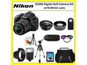 Nikon D3200 Digital SLR Camera Kit with 18-55mm Lens. Also Includes: 0.45X Wide Angle Lens, 2X Telephoto Lens, 3 Piece Filter Kit(UV-CPL-FLD), 16GB Memory Card,