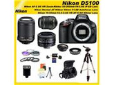 Nikon D5100 16.2MP CMOS Digital SLR Camera with 3-inch Vari-Angle LCD Monitor 5 Lens Sports Package & Accessories