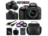 Nikon D3300 1532 Black Digital SLR Camera with 18-55mm VR Lens Basic 16GB Bundle