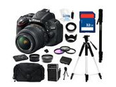 Nikon D5100 CMOS Digital SLR with 18-55mm f/3.5-5.6AF-S DX VR Nikkor Zoom Lens, Everything You Need Kit, 25478