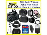 Nikon D3100 Digital SLR Camera Kit w/ 18-55mm Lens + 55-200mm lens (Professional Starter Kit)