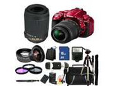 Nikon D5300 Digital SLR Camera With 18-55mm Lens & 55-200mm VR Kit (Red)